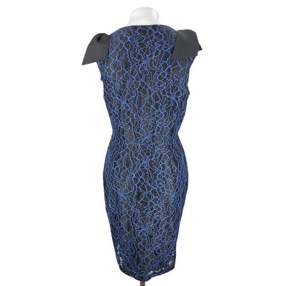 NWT IMNYC Isaac Mizrahi Floral Lace Detail V Neckline Bow Sheath Dress Sz 6 - Picture 4 of 6